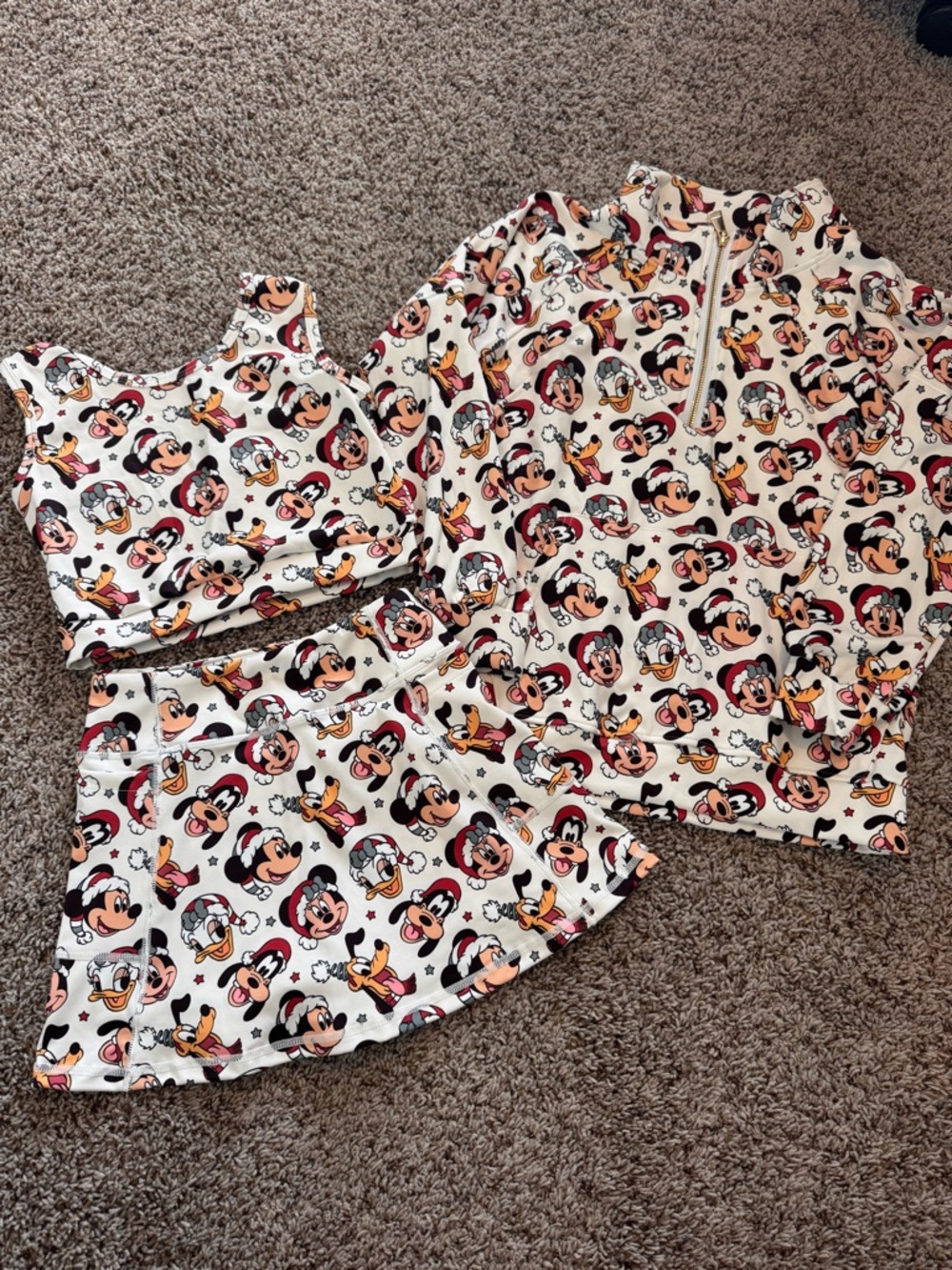 Kids Christmas Minnie & Mickey Print Set - 3-Piece